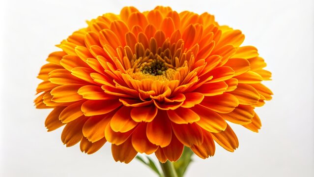 Vibrant orange Marigold flower bloom with delicate petals and dark center on a clean white background, perfect for designs. - Powered by Adobe