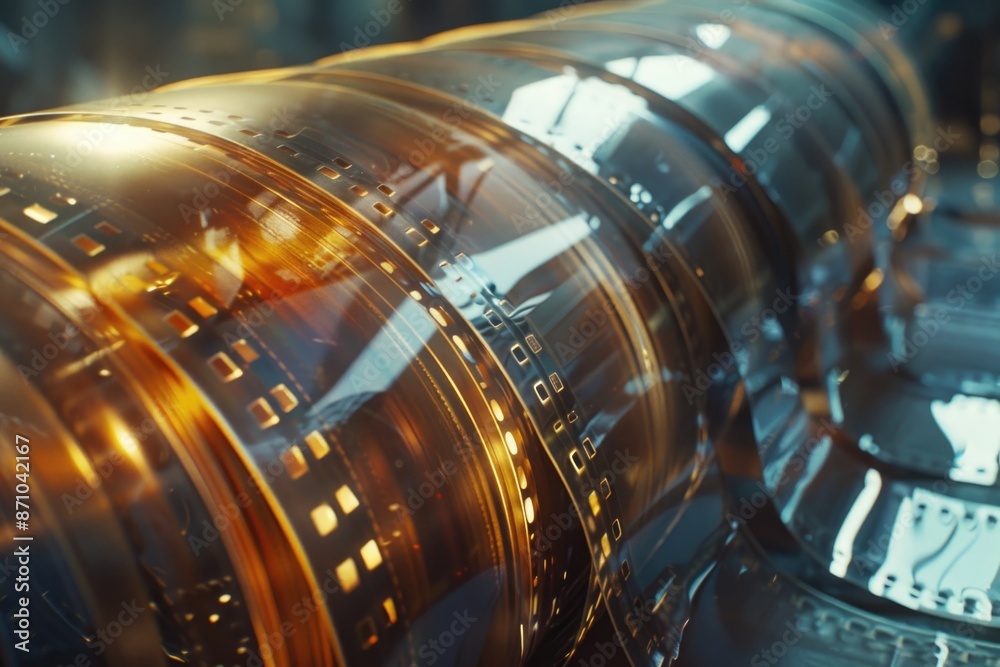 Poster A detailed view of a camera lens on a flat surface, suitable for use in photography or technology-related contexts