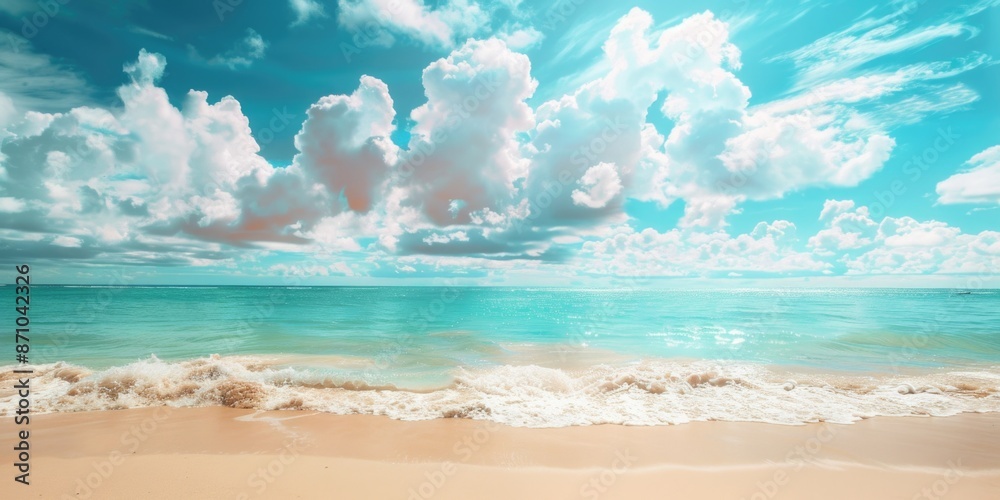 Poster a serene beach scene with an unobstructed view of the ocean