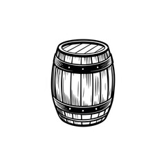 Hand drawing wood barrel. vector illustration