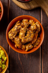 Couscous with chicken and stewed vegetables with meat on the festive table