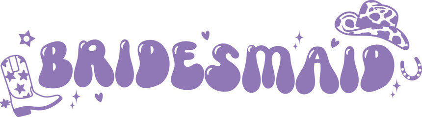 Bridesmaid Purple Cowgirl Wedding Graphic