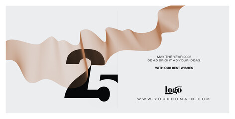 2025 logo and premium wish card with leaf style. Happy new Year.