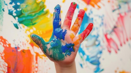 Colorful handprint abstract art