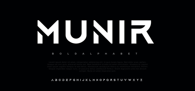 Munir Modern abstract digital alphabet font minimal technology typography creative urban sport fashion