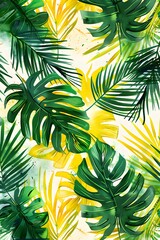 Beautiful seamless vector water color Leaf pattern, spring summer background, jungle leaf, Exotic wallpaper,