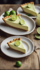 Delicious Plate of Key Lime Pie on a Wooden Table