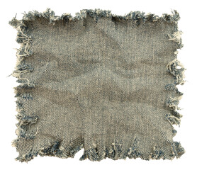 Piece of torn denim on a white background. Denim texture