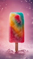 Delicious Rainbow Fruit Frozen Ice Pop Popsicle Isolated on a Transparent Background