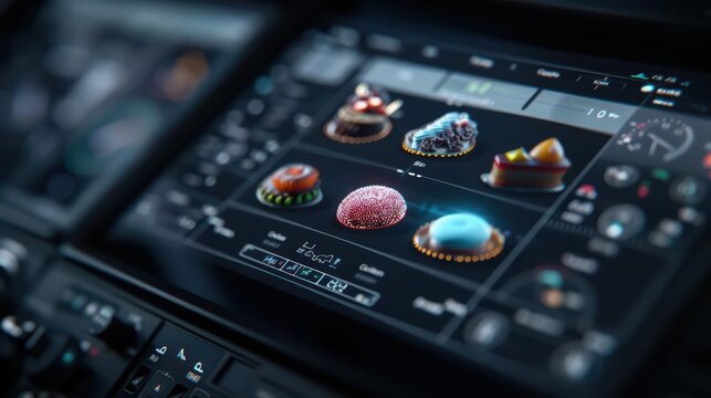 Augmented reality dessert menus in the cockpit showcase enchanted sweets that appear to float and shimmer