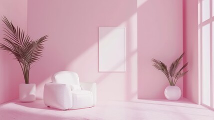 interior of a room with blank canvas, empty canvas with copy space, wall art