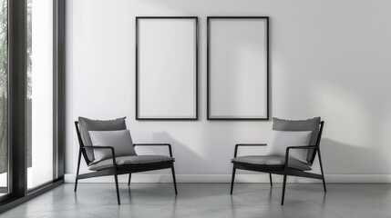 Fototapeta premium interior of a room with blank canvas, empty canvas with copy space, wall art
