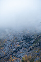 Misty Rocky Slope in Rjukan, Norway