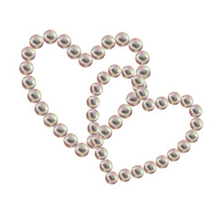 Frame of pearl in the shape of a heart. Watercolor illustration in pastel palette with holographic effect for poster, greeting card for Valentine's Day, engagement, wedding, Happy Mother's Day