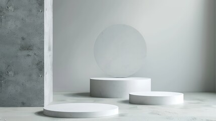 Fototapeta premium white stone arch white color podium stand for product sample mockups