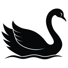 Obraz premium black swan silhouette vector illustration