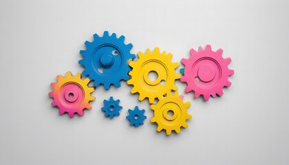 Colorful Gears Interlocking in Harmony Representing Teamwork and Collaboration