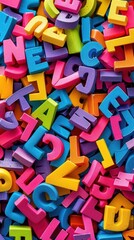Fototapeta premium pile of colorful plastic letters and numbers