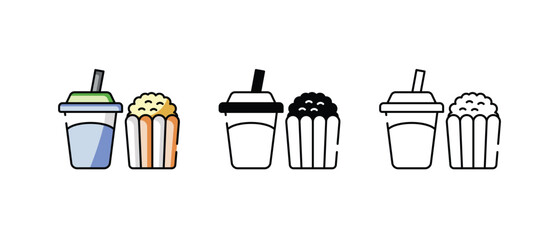 Bowling Snack Bar icons vector set stock illustration