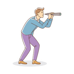 male searching something , flat vector illustration on white background