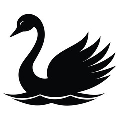 Obraz premium black swan silhouette vector illustration