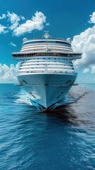 Naklejka premium large cruise ship in the ocean with a cloudy sky