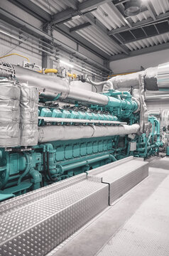 Gas fired cogeneration engine, selective focus.