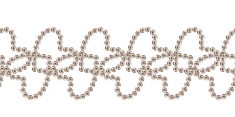 Seamless border of pearl in the shape of a heart. Watercolor illustration in pastel palette with holographic effect for greeting card, menu for Valentine's Day, engagement, wedding, Happy Mother's Day