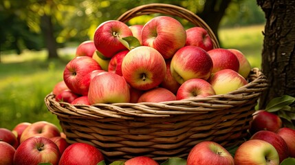 basket view apple fruit