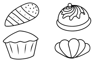 Pastries hand-drawn line art sweet bakery illustration