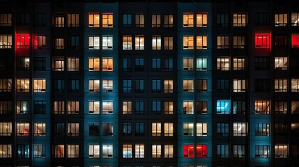 Obraz premium windows lights apartment building