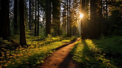 Naklejka premium rays sunny forest