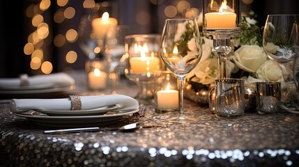 dining silver sequins