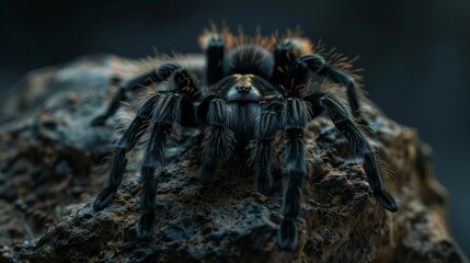 Close-up of tarantula on rock in natural habitat