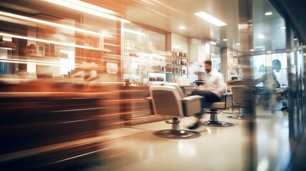 Fototapeta premium sleek blurred barber interior