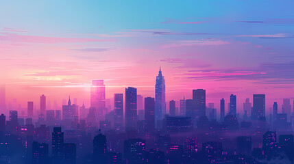 Fototapeta premium Beautiful gradient sky over city skyline