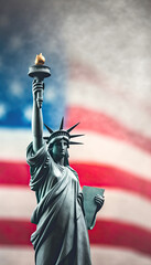 Fototapeta premium generated illustration of the liberty statue and the American flag