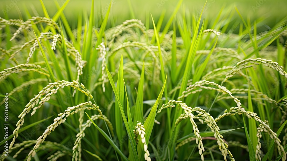 Canvas Prints green raw rice white