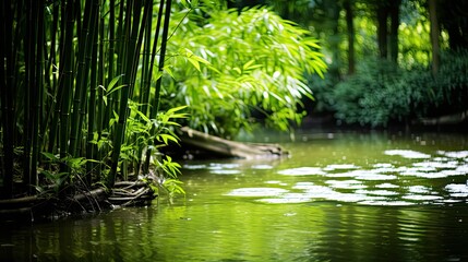 Obraz premium green bamboo water