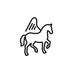Pegasus icon outline collection in black