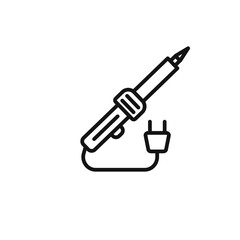 Soldering iron icon outline collection in black