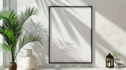 Fototapeta premium mock up poster frame in modern interior background
