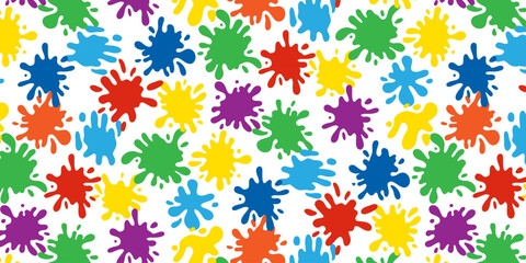 Seamless ink kids pattern spots on white background. For children's meetings, events, holidays, birthdays, children's products, festive as a background. Colored ink stains.