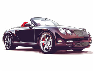 Fototapeta premium A red luxury car with an open top isolated on a white background