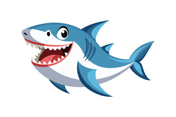 Cartoon shark with open jaws art vector