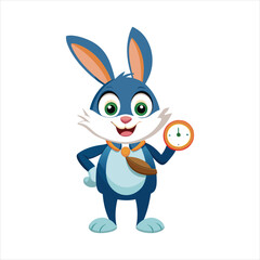 Cartoon rabbit holding watch art vector