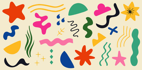 Set of hand drawn shapes and doodle objects. Abstract contemporary modern trendy vector illustration