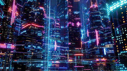 Obraz premium Futuristic rendering of edge computing featuring real-time data processing and interconnected devices