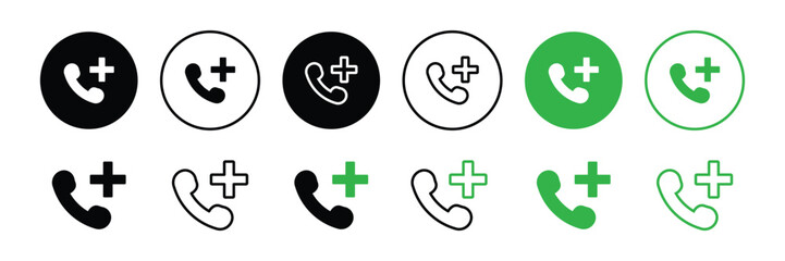 Obraz premium Set of Emergency call icon. Contact us, telephone, communication, phone symbol. Vector Illustration.