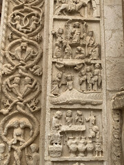 Cathedral of Bitetto in Apulia, Italy. Detail of carvings.